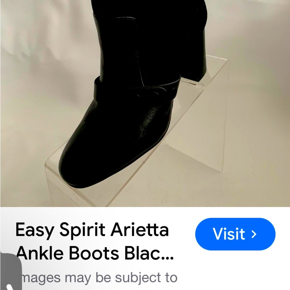 Easy Spirit Arietta Ankle Boots Black Leather/Suede Combo Zip Block Heel Size 8M